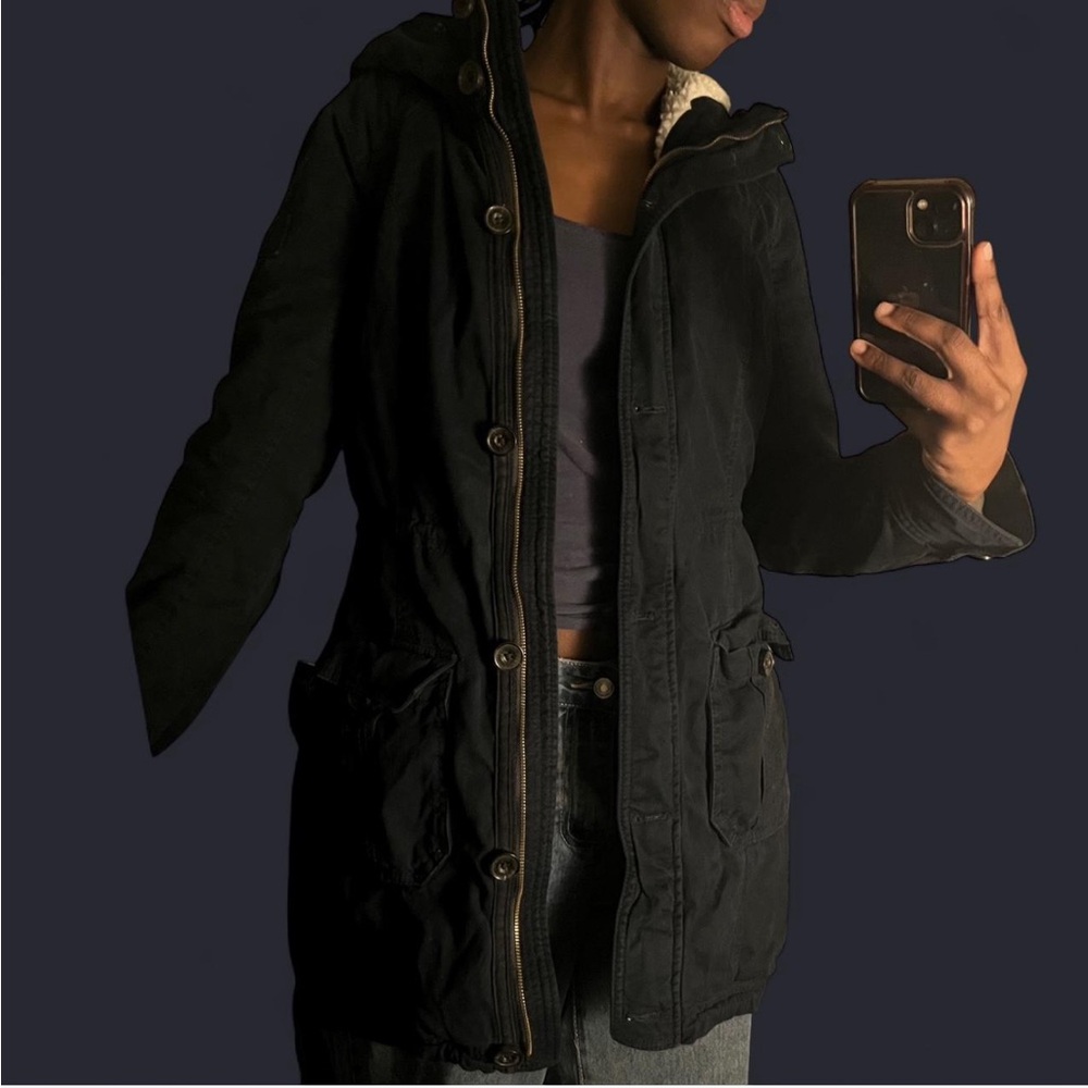 Abercrombie & Fitch Black Utility Jacket with Hood